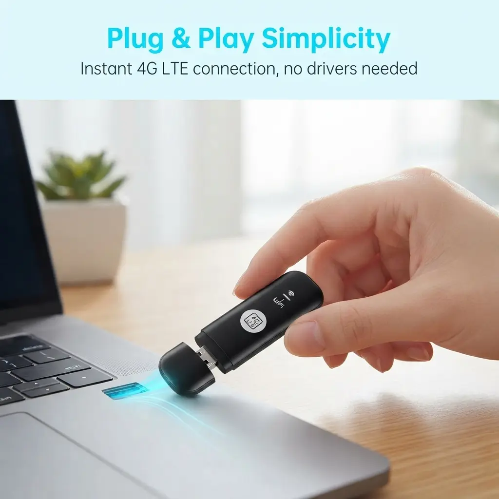 2026 slim 4G‑LTE portable mobile router!150Mbps unlocked USB modem creates quick‑setup mobile hotspot.Works for cars, PCs, laptops and desktops.Please note, the data‑only SIM card is sold separately.
