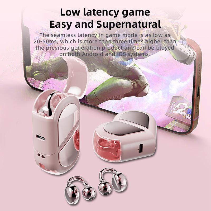 2026 New Model Clip-on Wireless Bluetooth Earphones with Binaural Stereo Sound, Smart Call Noise Cancellation
