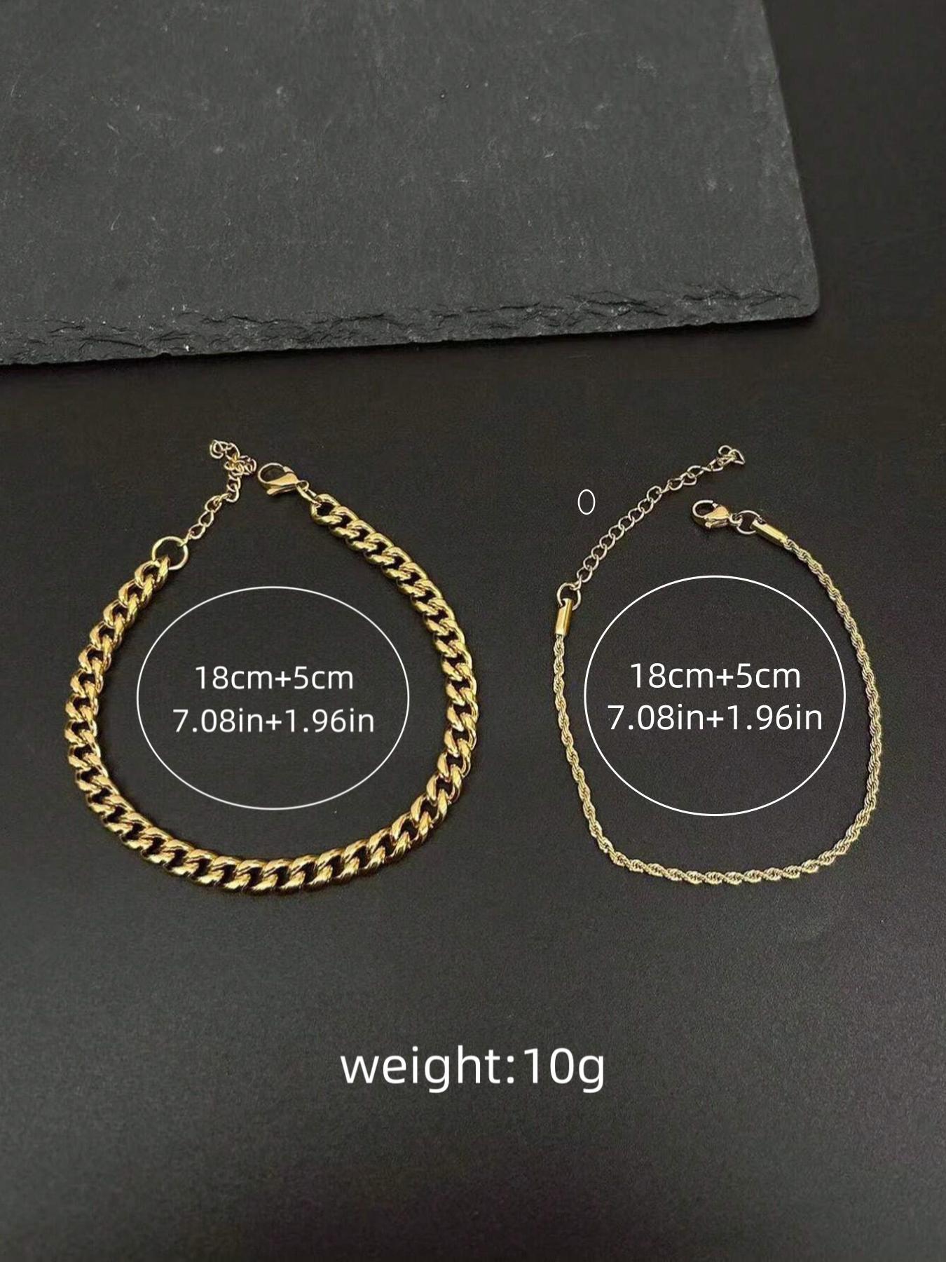 Men's Simple Style Stainless Steel Chain Bracelet, Fashion Jewelry for Party, Everyday Accessory, Trendy All-match & Exquisite Jewelry for Birthday Gift, Adjustable Link Bracelet, Stackable Bracelets