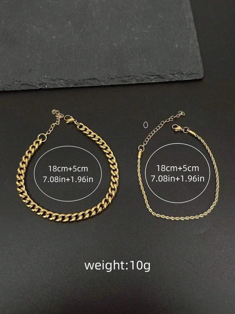 Men's Simple Style  Stainless Steel Chain Bracelet, Fashion Jewelry for Party, Daily Decor, Trendy All-match & Exquisite Jewelry for Birthday Gift, Cuban Link Bracelet