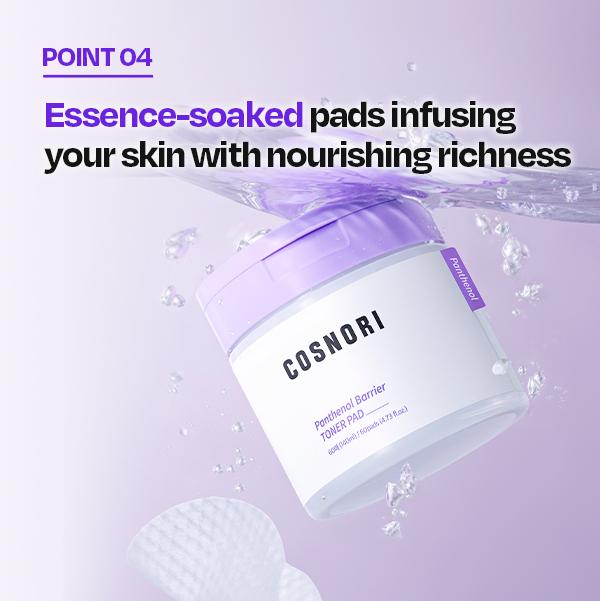 [COSNORI] Panthenol Barrier Toner Pad (60 Pads) | D-Panthenol Toner Pads | Vegan-Certified, Soothing for Sensitive Skin