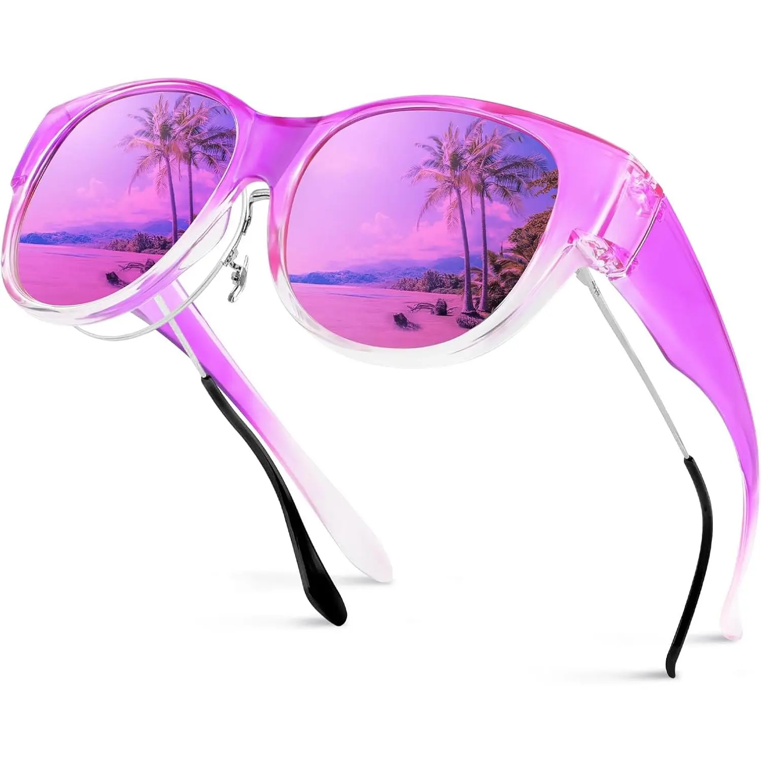 Polarized Fit Over Glasses Sunglasses for Women Men,Trendy Sunglasses Over Glasses Women Men With UV400 Protection
