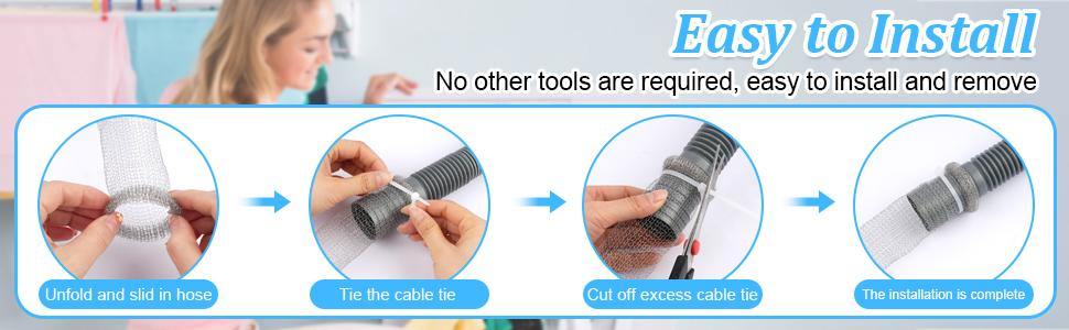 Lint Traps for Washing Machine Hose, 40 pcs Stainless Steel Lint Snare Traps, Laundry Mesh Washer Hose Filter, Washer Drain Lint Catcher with 40 pcs Cable Ties