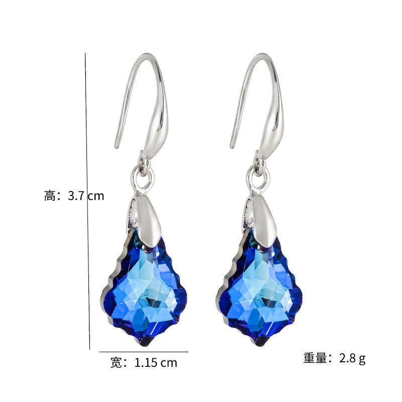European and American fashionable imitation crystal jewelry, Baroque maple leaf earrings and pendants