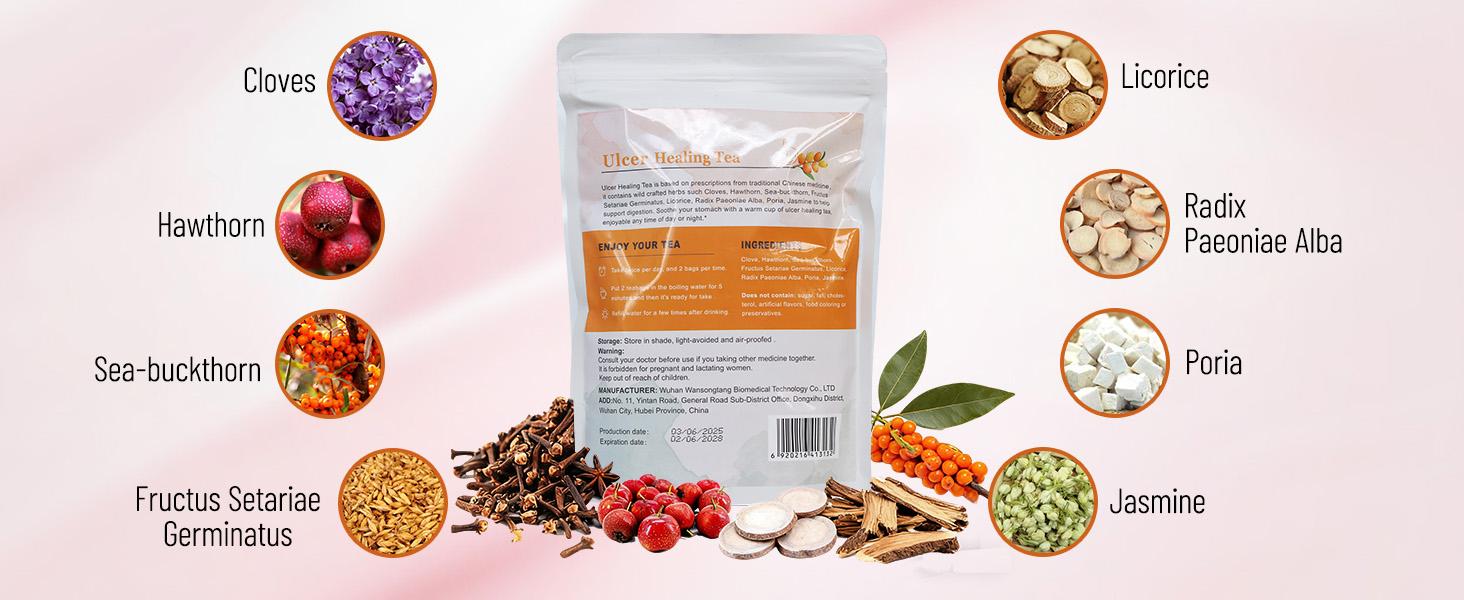 Wins Town Ulcer Healing Tea, Relief Gastritis and Stomachache, Support Daily Stomach Nourishing, 30 Tea Bags