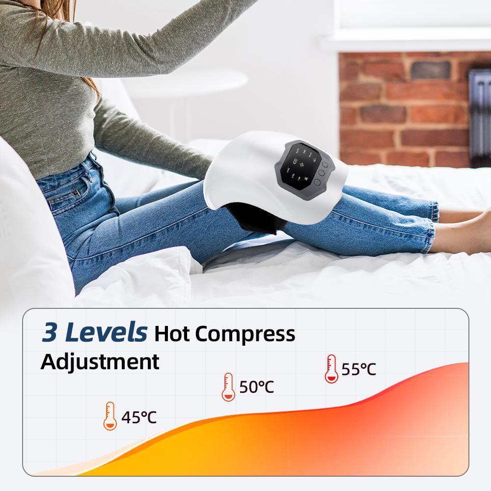 Smart Airbag Knee Massager, 3 Speed Hot Compress Knee Massage Instrument with LCD Display, Electric Heating Knee Massage Tool for Home & Travel