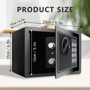 Money Safe Box for Home with Sensor Light & Money Bag, Security Safe Box for Money Safe with Keys & Pass Code, Lock Box with Digital Keypad (Black and Silvery)H5ClosetCrush