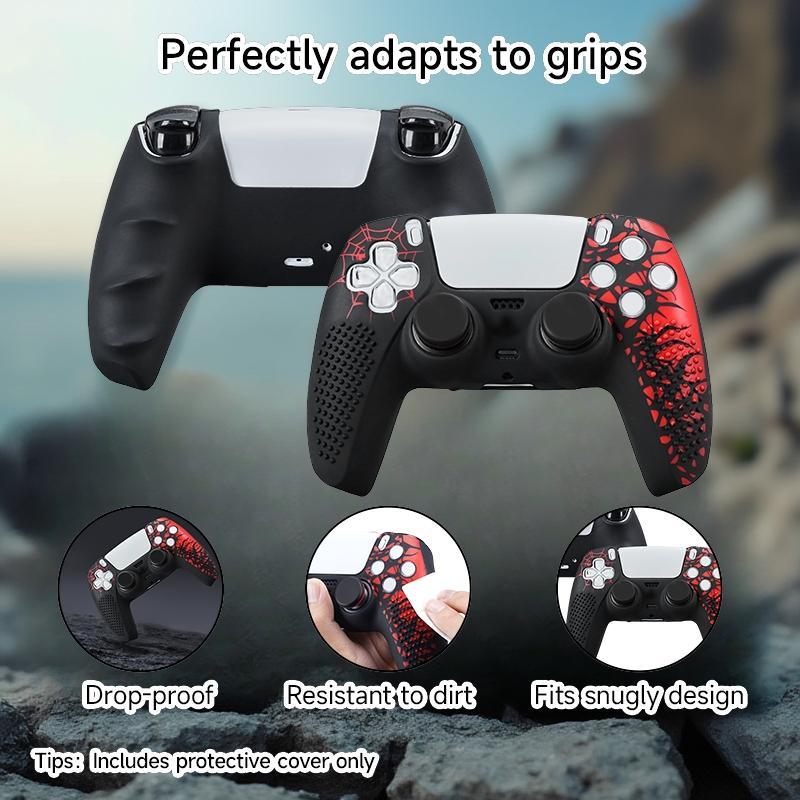 Silicone Game Controller Protective Case, Game Controller Protector with 2 Thumb Grip Cap, Soft Shell, Gaming Accessories for PS5 Controller, Cover