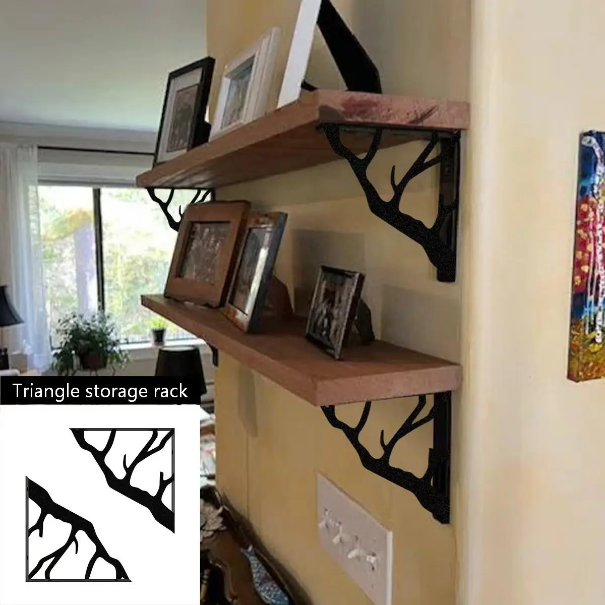 2 Branch Metal Shelf Brackets, L-Type Metal Support, Space-Saving Design, Wall-Mounted (drilling Required), Kitchen, Bathroom, Living Room, Bedroom, Balcony