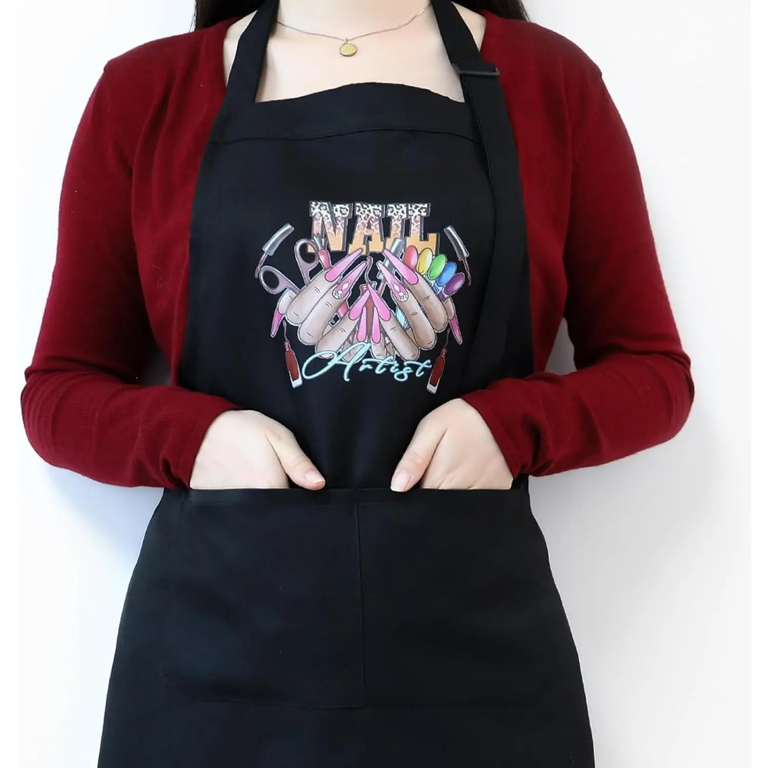 Adjustable  Apron,  Manicurist Tech Apron with 2 Pockets, Professional  Art Supplies for  Salons  Smock( Artist)