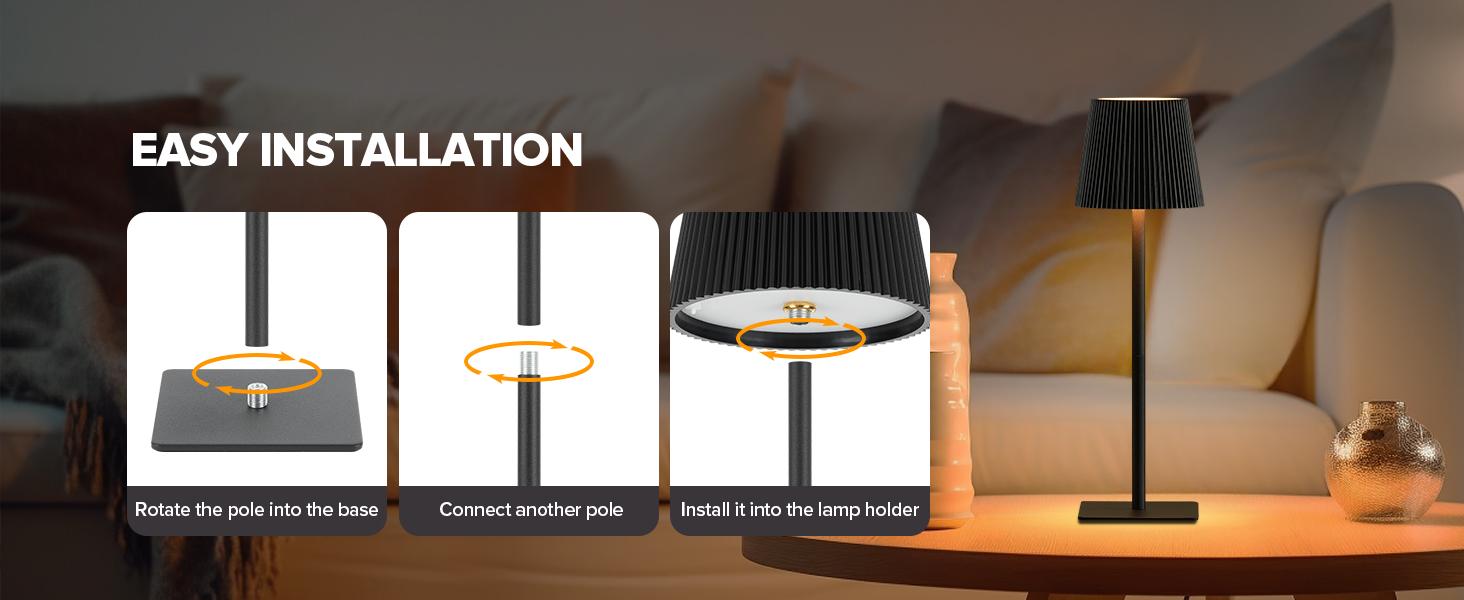 ( Black)Cordless Table Lamp LED Desk lamp,5000mAh Rechargeable Touch Night Light Wireless Minimalist Design for/Restaurant/Bedroom/Bars/Outdoor Party/Camping/Coffee Shop