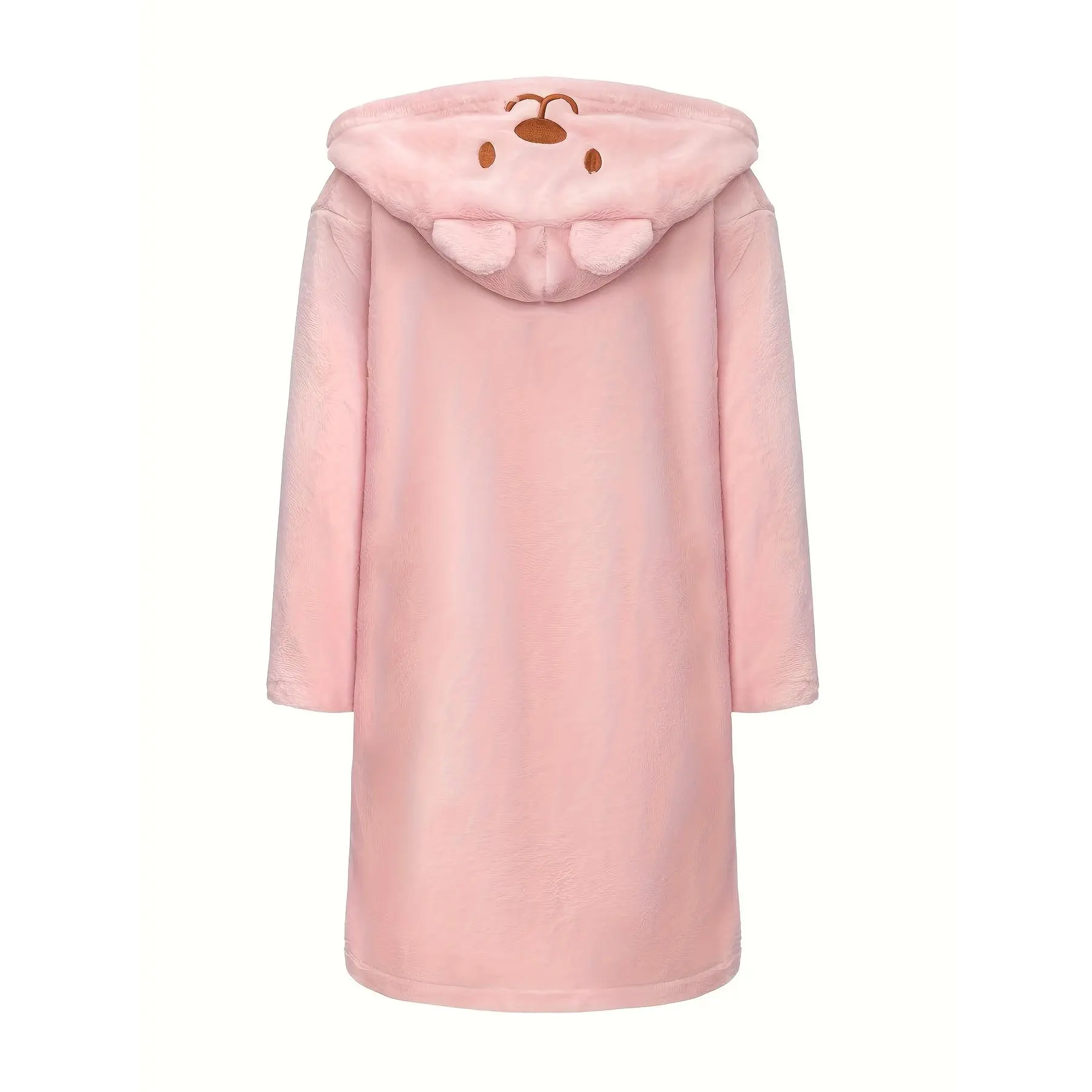 [Flame Retardant |     Cute] Flame Retardant |     Cute Embroidered Bear Hooded Robe, Adorable Thickened Pajamas, Autumn/Winter Four Seasons Bathrobe