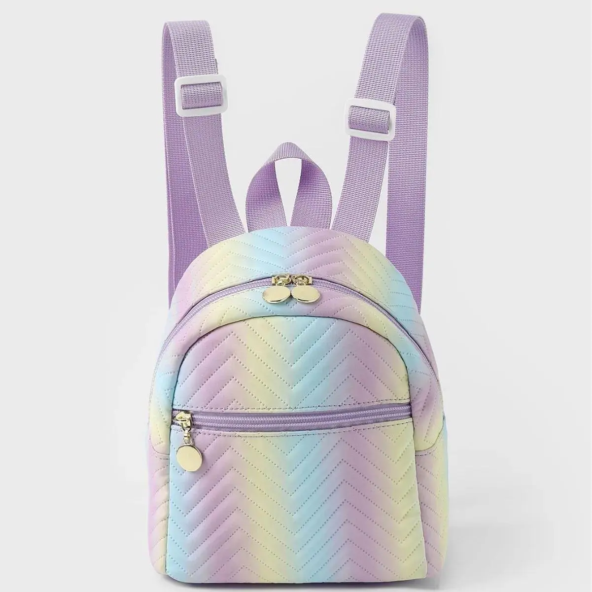 Foreign trade cross-border hot-selling backpack women's rainbow multi-color PU quilted mini backpack fashion leisure high-end sc