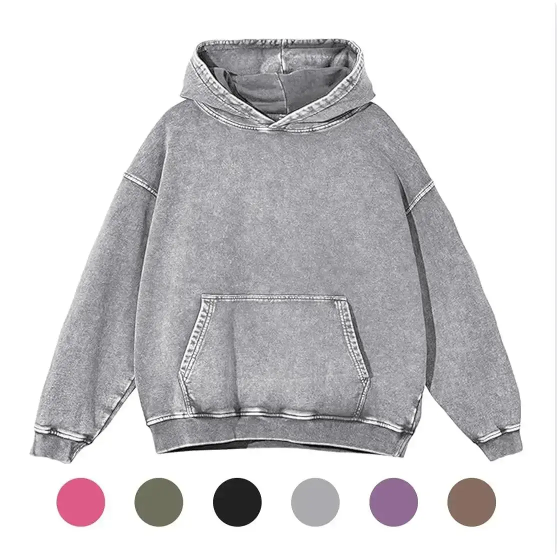 Trendy Queen 2026 Women's Acid Wash Oversized Cotton Blend Hoodie Tops - Minimalist Basic Casual Sweatshirts, Foldable, Medium Length, Loose-Fit, All-Season Machine-Washable Pullover