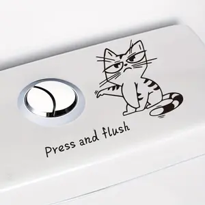 Cute Funny Cartoon Cat Toilet Sticker, Self-Adhesive PVC Waterproof, No Iron Required, Colorful Bathroom Decor, Holiday Gift