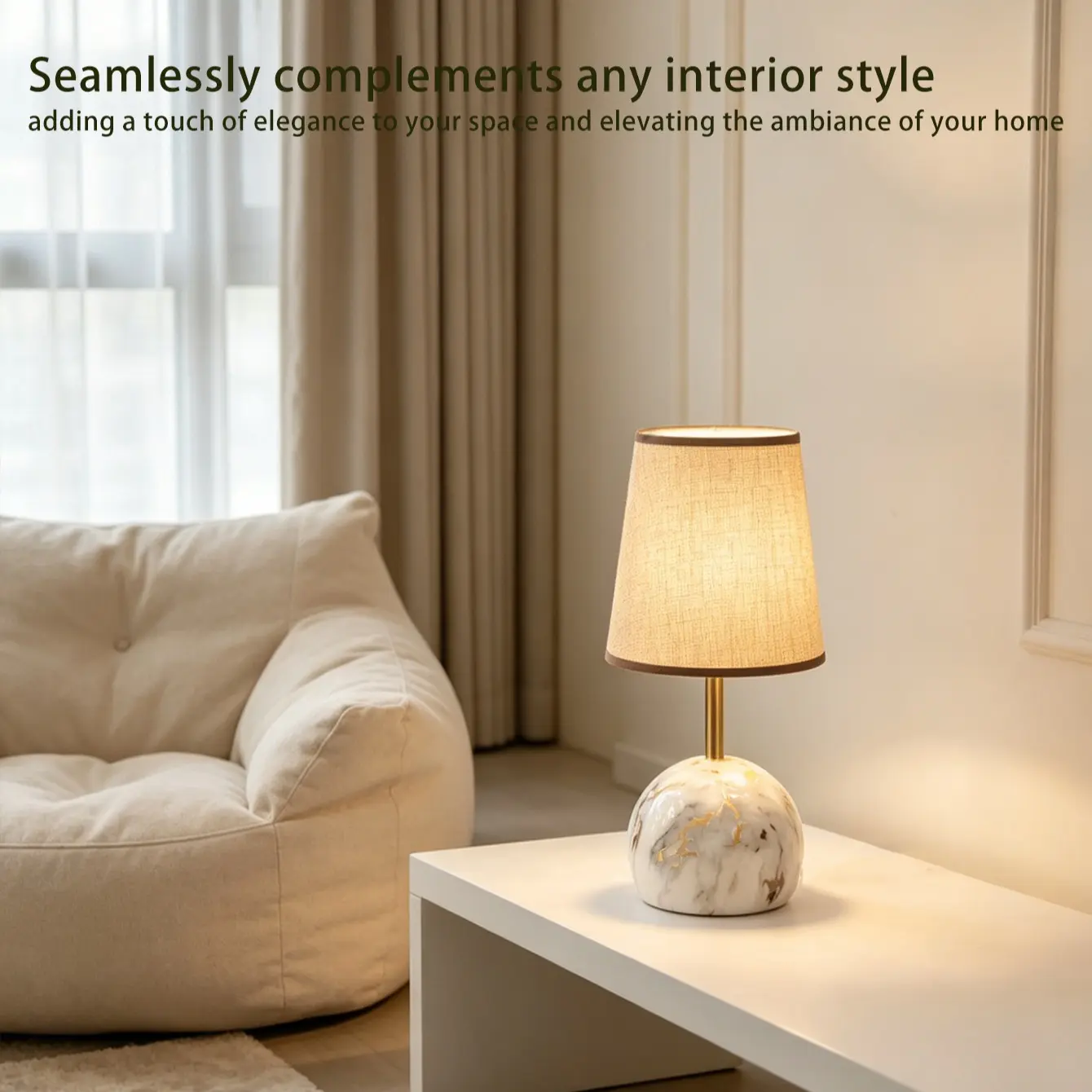 Modern LED Table Lamp, Vintage Cloth Shade Soft Light, Nordic European Italian Style, USB Dimmable Night Light for Home Decor