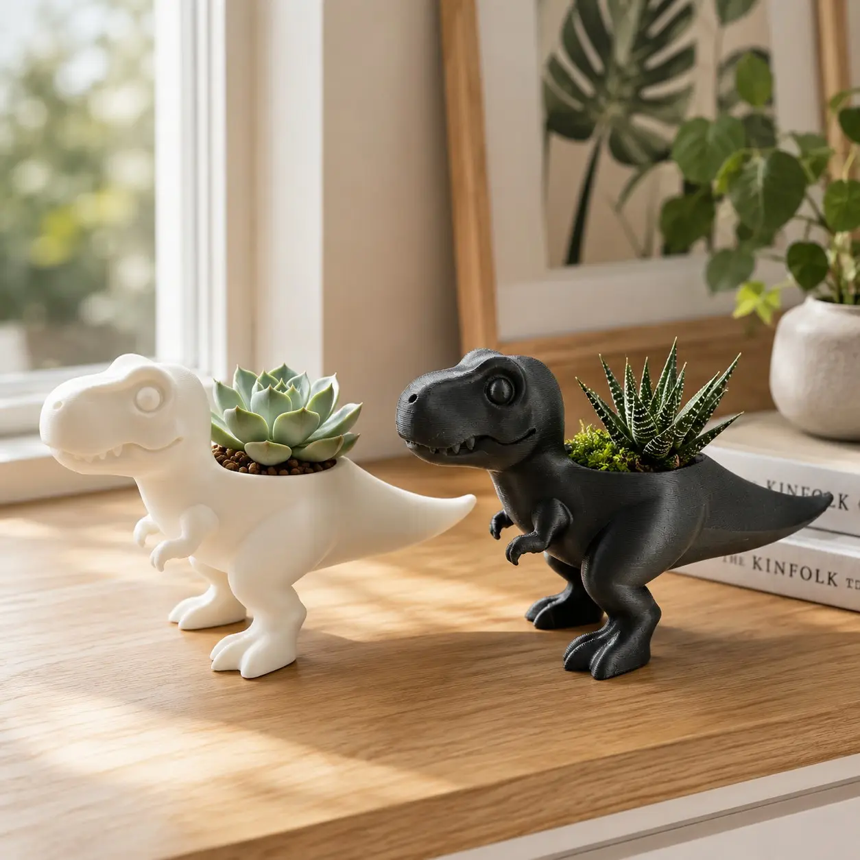 3D Printed Dinosaur Planter, Mini Tyrannosaurus Rex Succulent Pot, Plastic Material, Desktop Decorative Flower Pot, Unique Design, Plastic Planters