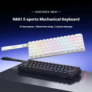 NK61 Gaming Keyboard 60 Percent Hot Swappable USB-C Wired Mechanical Mini Compact 61 Keys RGB Programmable Plug & Play