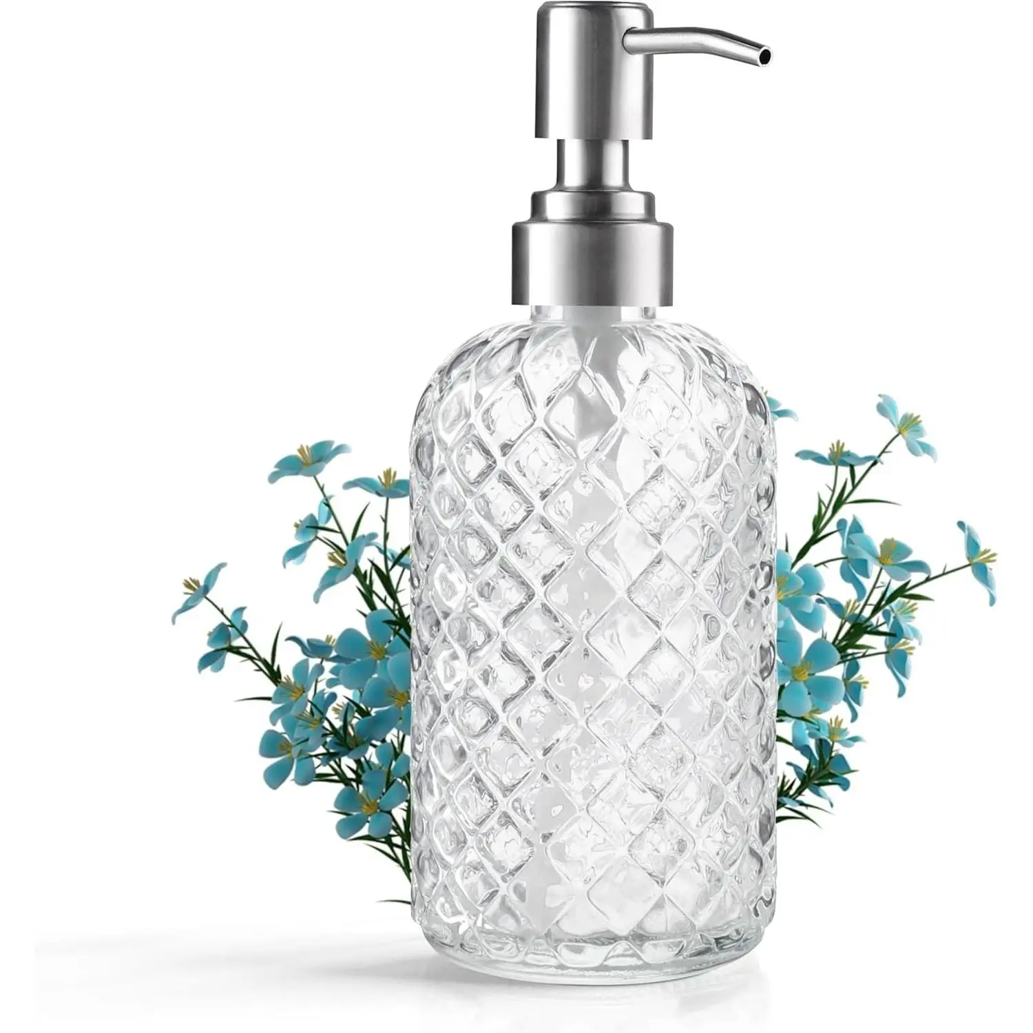 14 OZ Refillable Clear Glass Soap Dispenser for Hand Soap & LotionGift