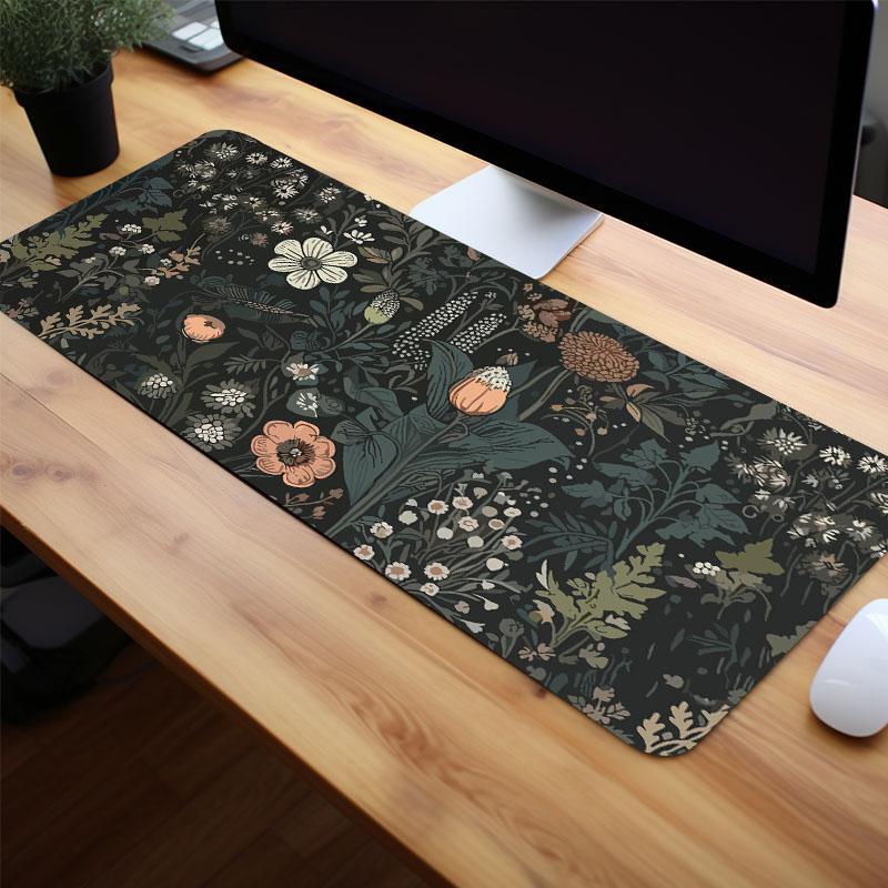 Floral Pattern Mouse Pad, 1 Count Non-slip Rubber Base Stitched Edge Keyboard Mat, Aesthetic Mouse Pad for Gaming, Office Desk Accessories