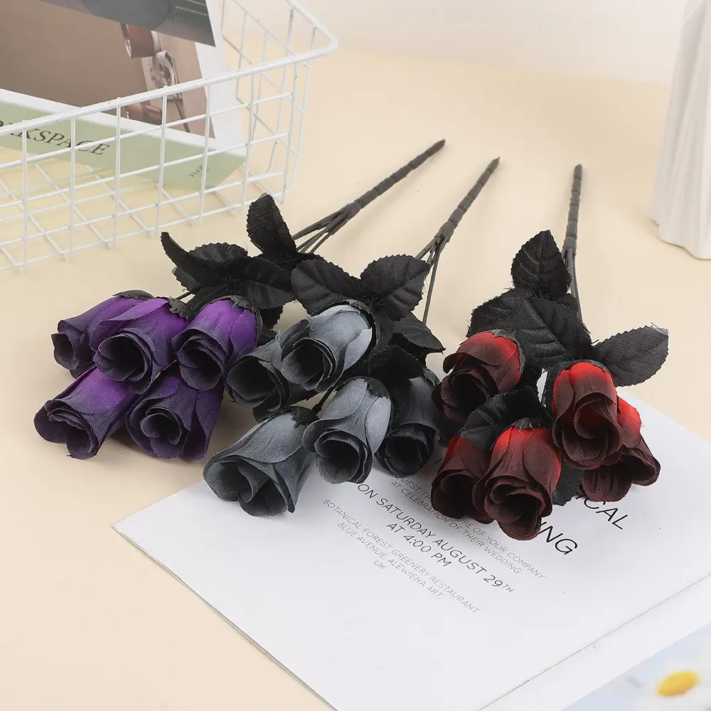 10pcs Artificial Flowers, Five-Head Small Roses, Home Decor, Wedding Decoration, Table and Bar Display, Rose Fake Flowers