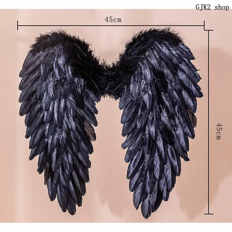 Natural Feather Angel Wings Black White Two‑Color Optional Adult Halloween Cosplay Party Decoration