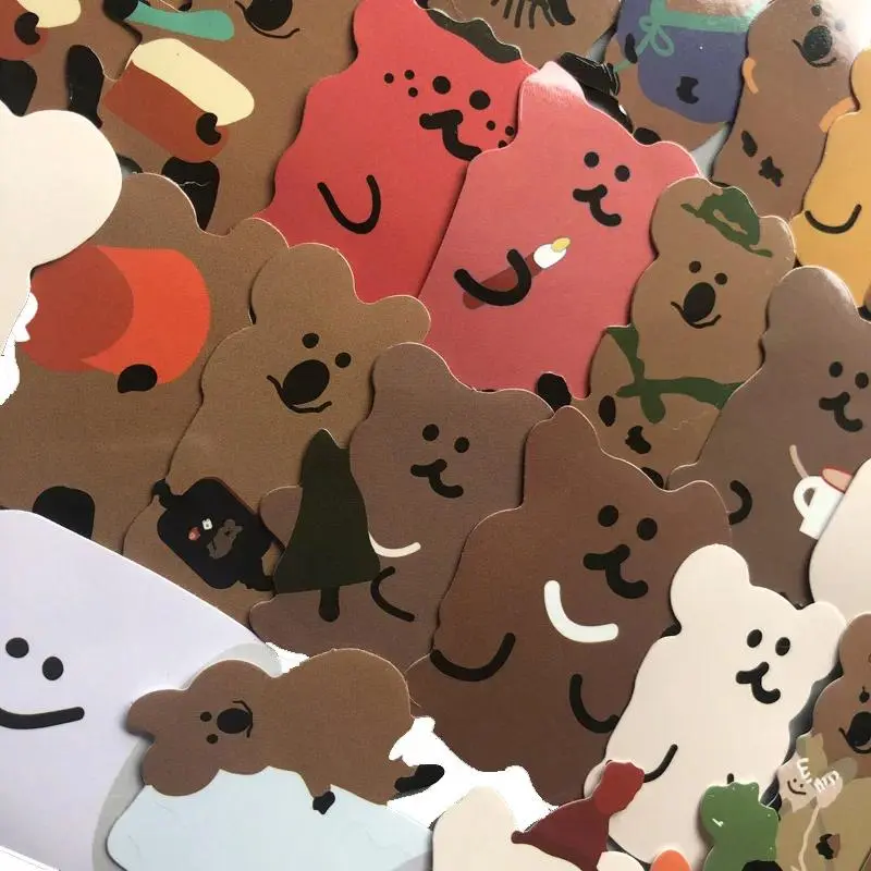 34Pcs/Lot Cute Koala INS-Style Self-Adhesive Water-Resistant Cartoon Vinyl Decorative Stickers for Luggage, Laptop, Phone