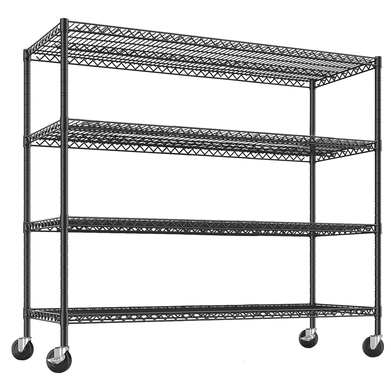 Heavy Duty 4-Tier Wire Shelving Unit with Wheels - Adjustable Metal Storage Rack - 2200 lbs Capacity - 24"D x 56"W x 75"H - Freestanding Organizer for Garage, Kitchen, Pantry, Utility Room, Warehouse