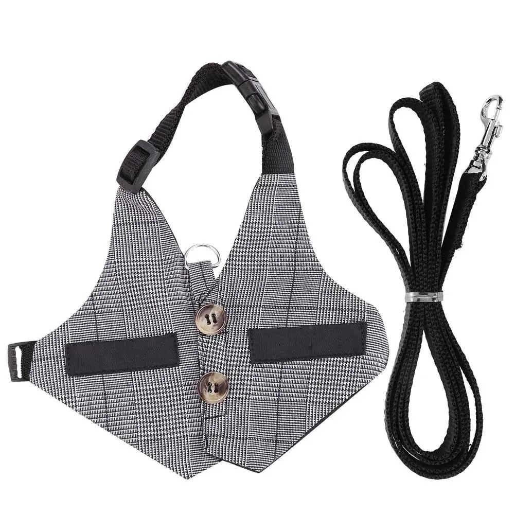 Rabbit Vest with Leash Soft Breathable Gentlemanly Style Rabbit Clothes for Playing Exercising and Outdoor Activities