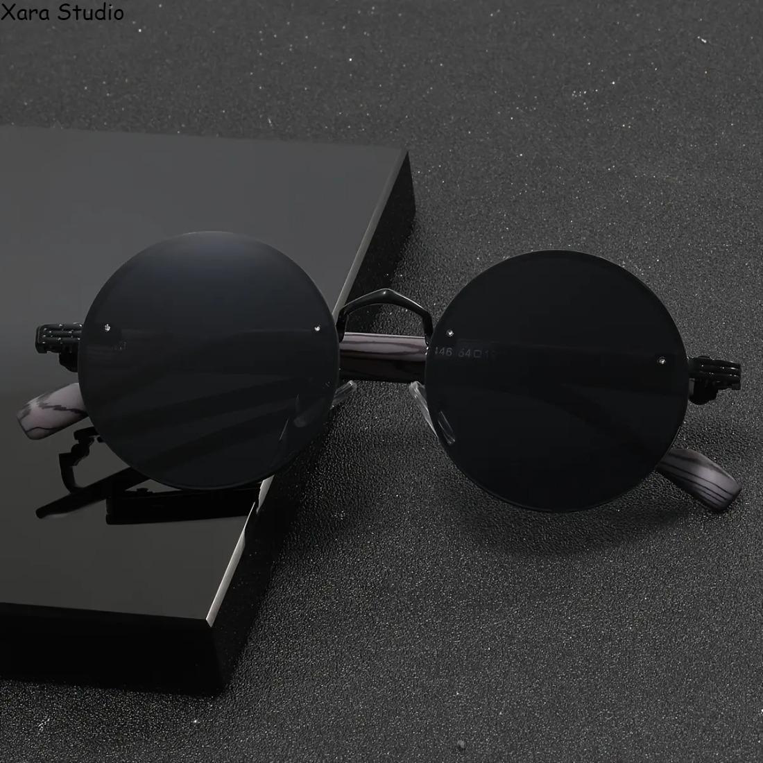 Retro Round Glasses for Men & Women – Vintage Metal Frame Eyewear with Faux Wood Grain Temples, Lightweight Durable Fashion Glasses for Casual, Travel & Daily Wear