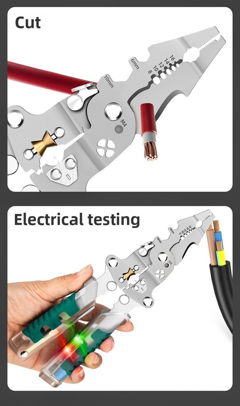 Multifunctional folding electrical pliers, electric stripping, crimping, wire splitting and winding integrated pliers Multifunctional folding electrical pliers, electric stripping, crimping, wire splitting and winding integrated pliers