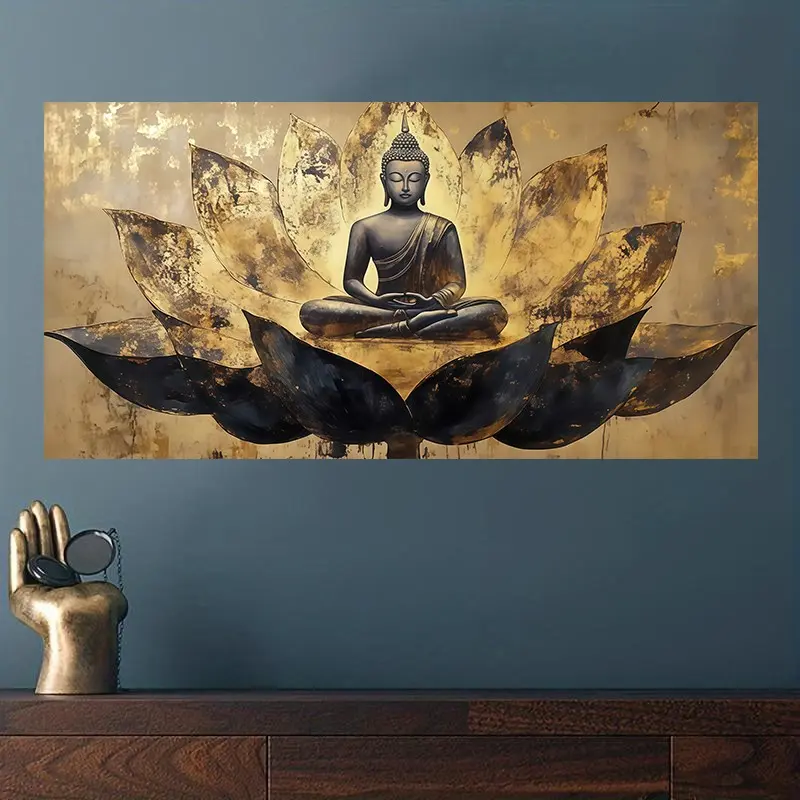 Modern Abstract Zen Buddha Wall Painting - 2D Frameless Oil Painting Suitable for Living Rooms and Zen Spaces - Zen Buddha Print 50*100cm 2D Flat Design Religious Wall Art Decoration Items