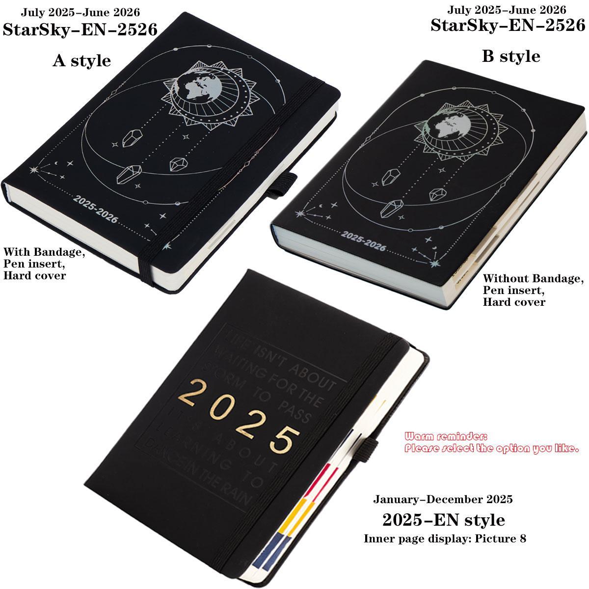 A5 PU Leather Cover Notebook, Weekly & Monthly Planner Diary, School Agenda Organizer, Learning Office Supplies, Multilingual Inner Pages