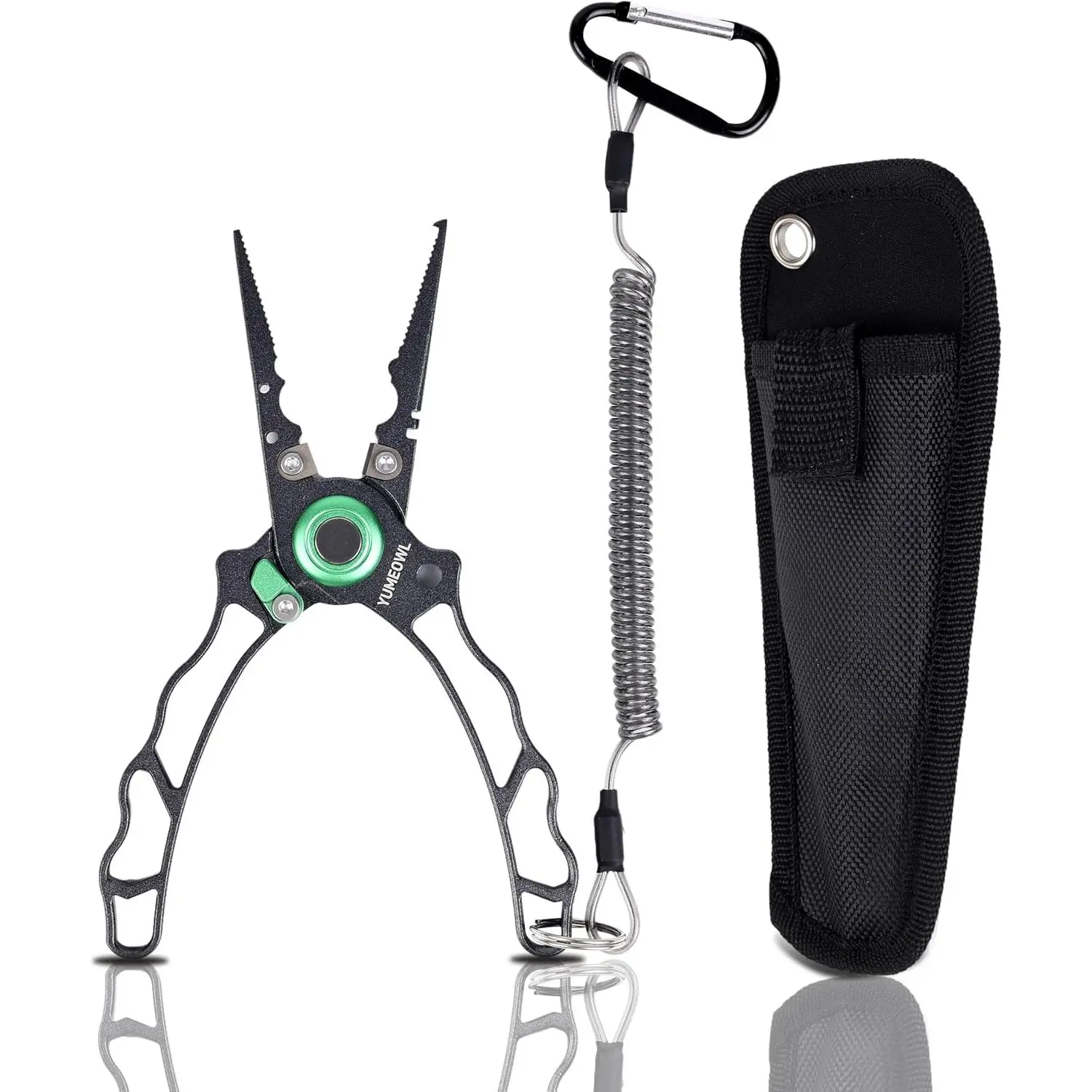 Fishing Pliers with Innovative Ergonomical Handle,  Saltwater Resistant,Fishing Multitool Hook Remover Braided Fishing Line , Split Ring with Coiled Lanyard and Sheath