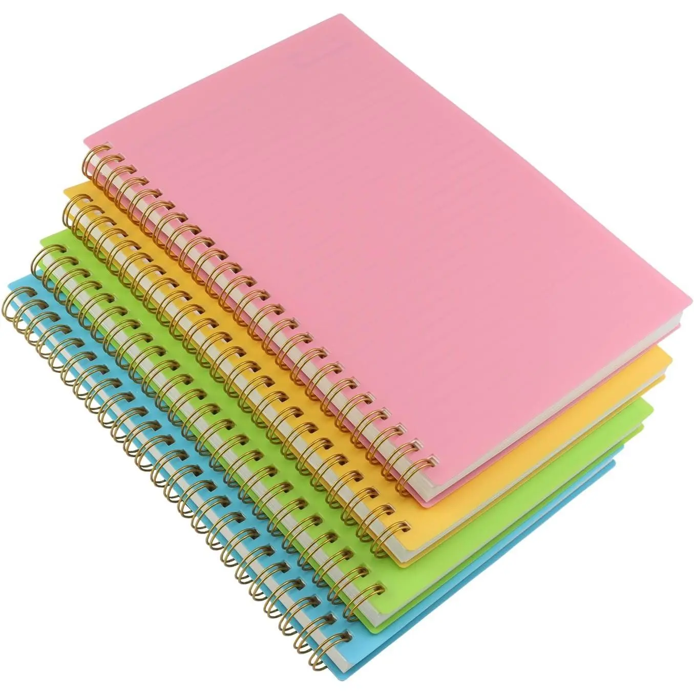 Spiral Notebook Journal,5.5" x 8.5" Plastic Hardcover College Ruled Notebook with 4 Colors,80 Sheets / 160 Pages Per Journal for Work,Study and Notes (light green,light blue,yellow,).