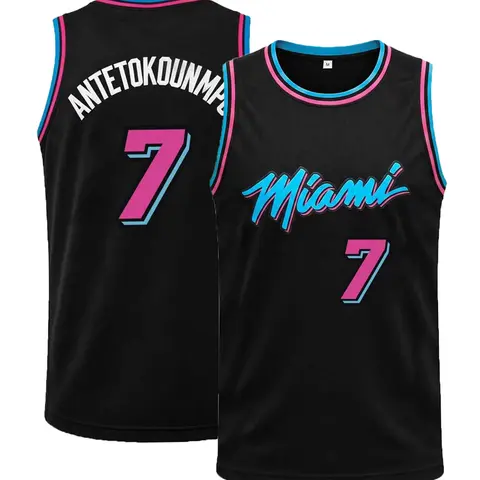 #7 Miami Color Blocking Basketball Vest, Summer Basketball Jersey, Stitched Embroidered Sleeveless Hip Hop Streetwear for Men and Women Basketball Clothing