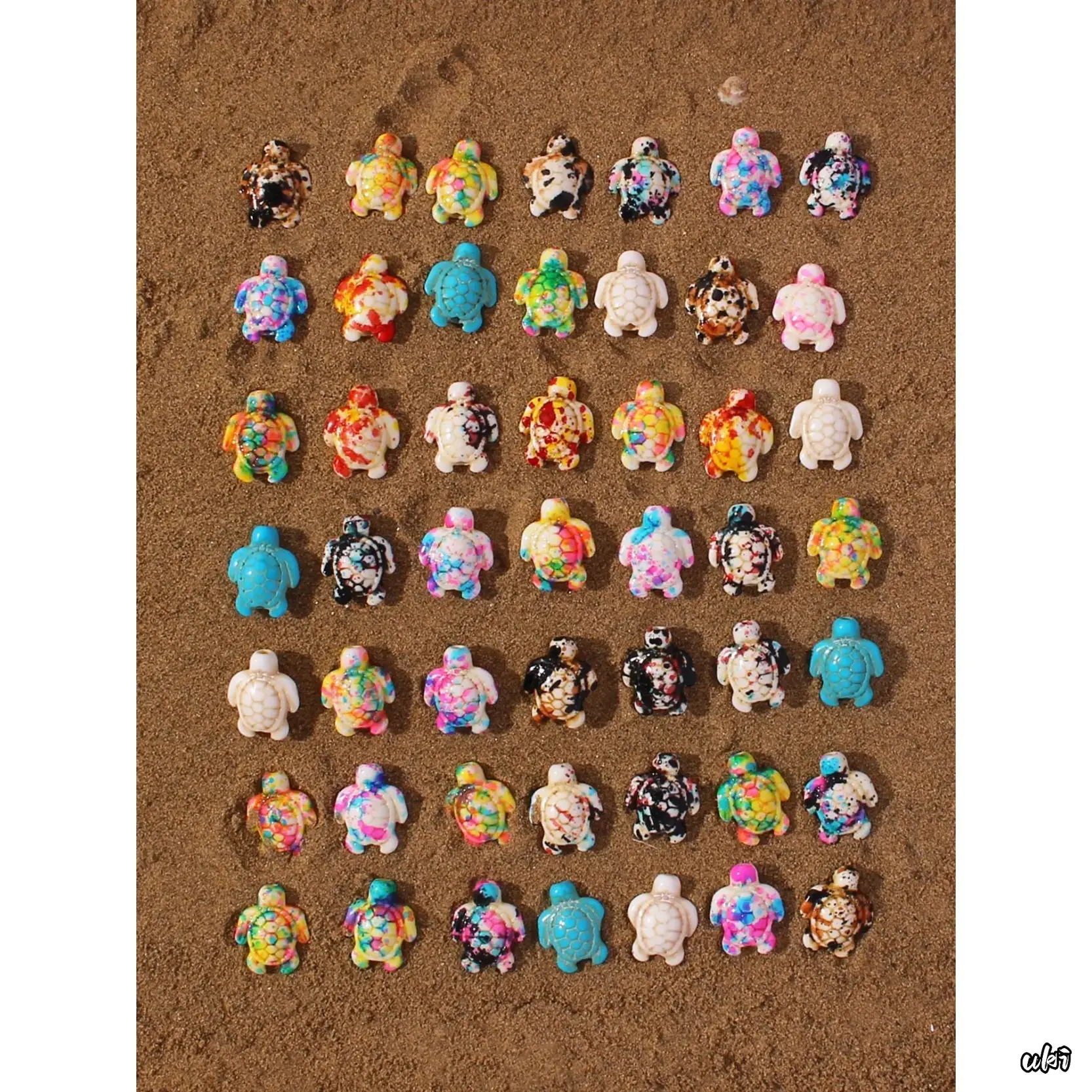 50 Pcs Mixed Natural Stone Turtle-Shaped Bead Charms, Marine Ocean Life DIY Bag Accessories, Beading Supplies Jewelry Beaded Making Kit for Handmade Jewelry & Custom Handicraft Projects, Necklaces, Handmade Bracelets, Anklets, Jewelry Beads