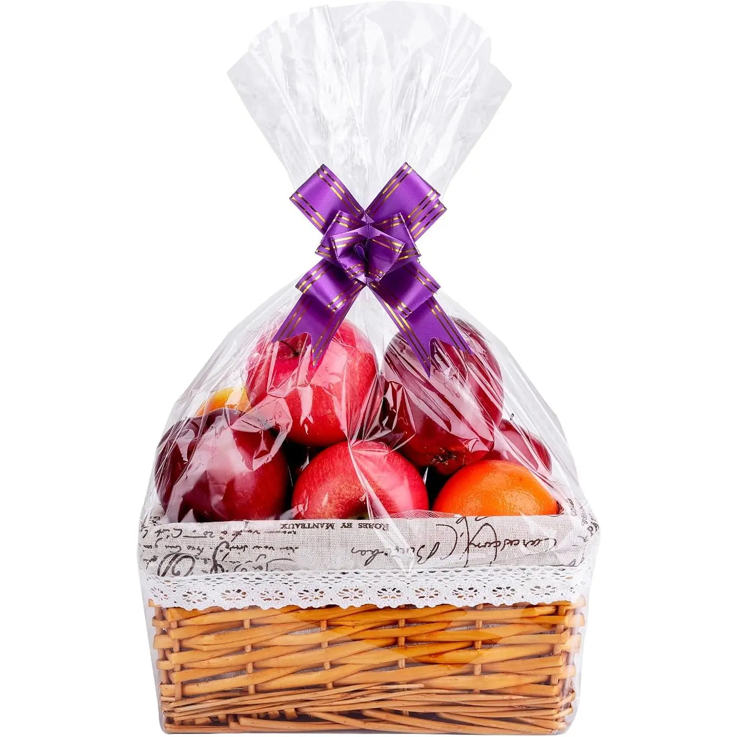 15Pack Clear Basket Bags, Large Cellophane  Bag For Baskets,16x24 Inch Cellophane Bags,2 Mil Thick,For  Giving, Packaging Products,Fits a 9 Inch Round Tray or 7 Inch Square Box With Ease