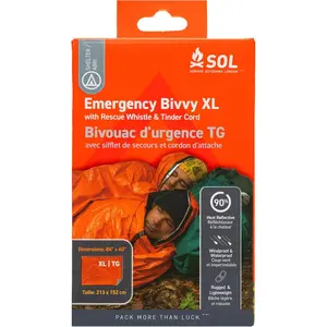 Emergency Bivvy XL w/Rescue Whistle - Reflects up to 90% Body Heat - Waterproof Emergency Blanket for Survival Gear - 84" x 60" - 5.8 oz - Orange