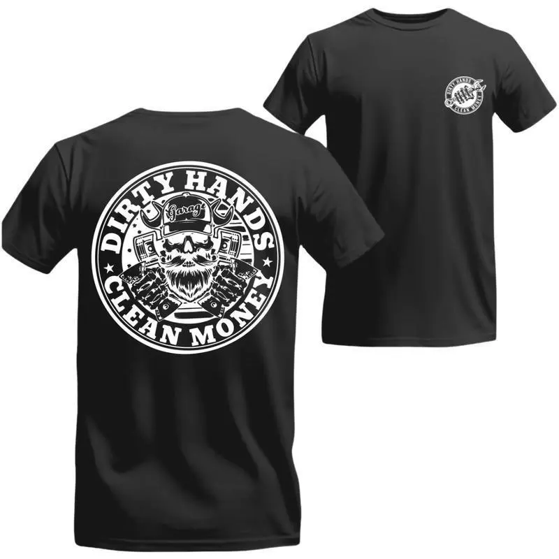 Dirty Hands Clean Money T-Shirt - Vintage Mechanic Design, Bold Skull, For Garage Workers, Unisex Menswear Tops Streetwear Tshirt