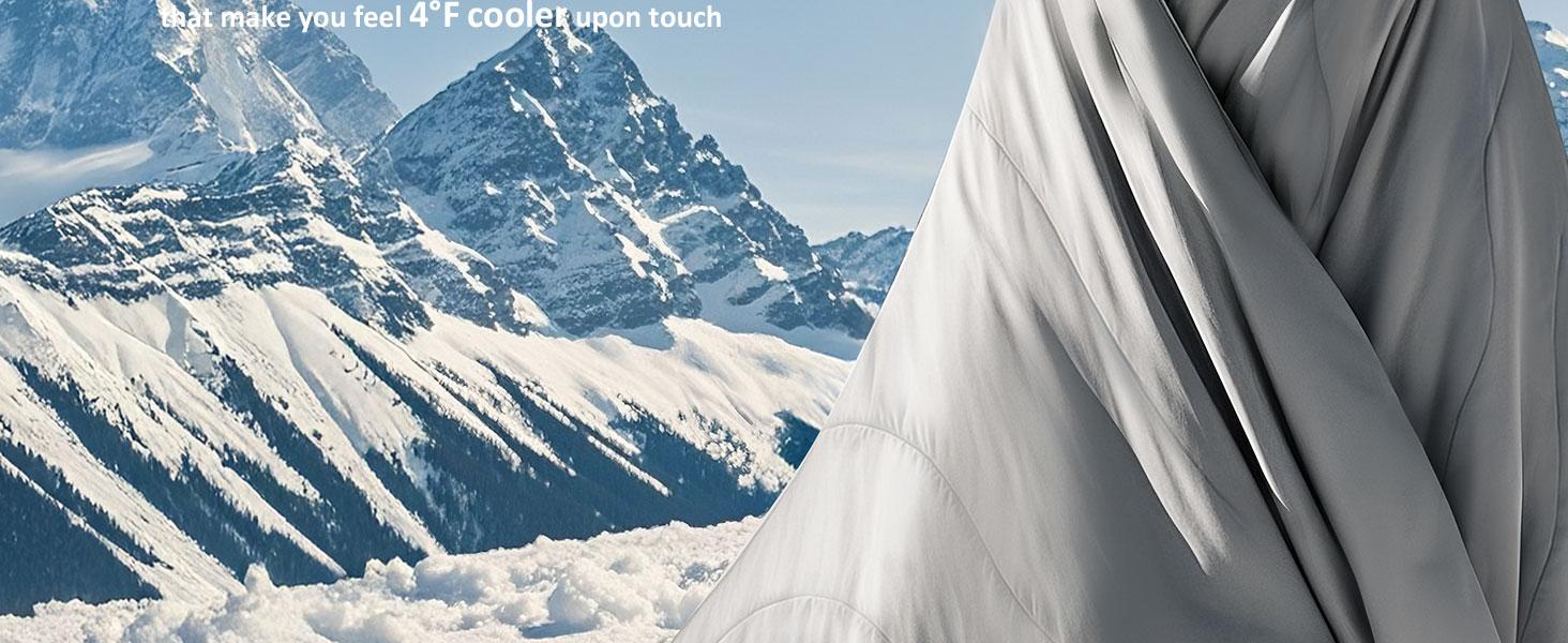 Soft Cooling Comforter Blanket for Hot Sleepers, Full/Queen,-Sided Cold Blanket for Night Sweats, All-Season Cooling Comforter, Silver Gray, 90''x90''