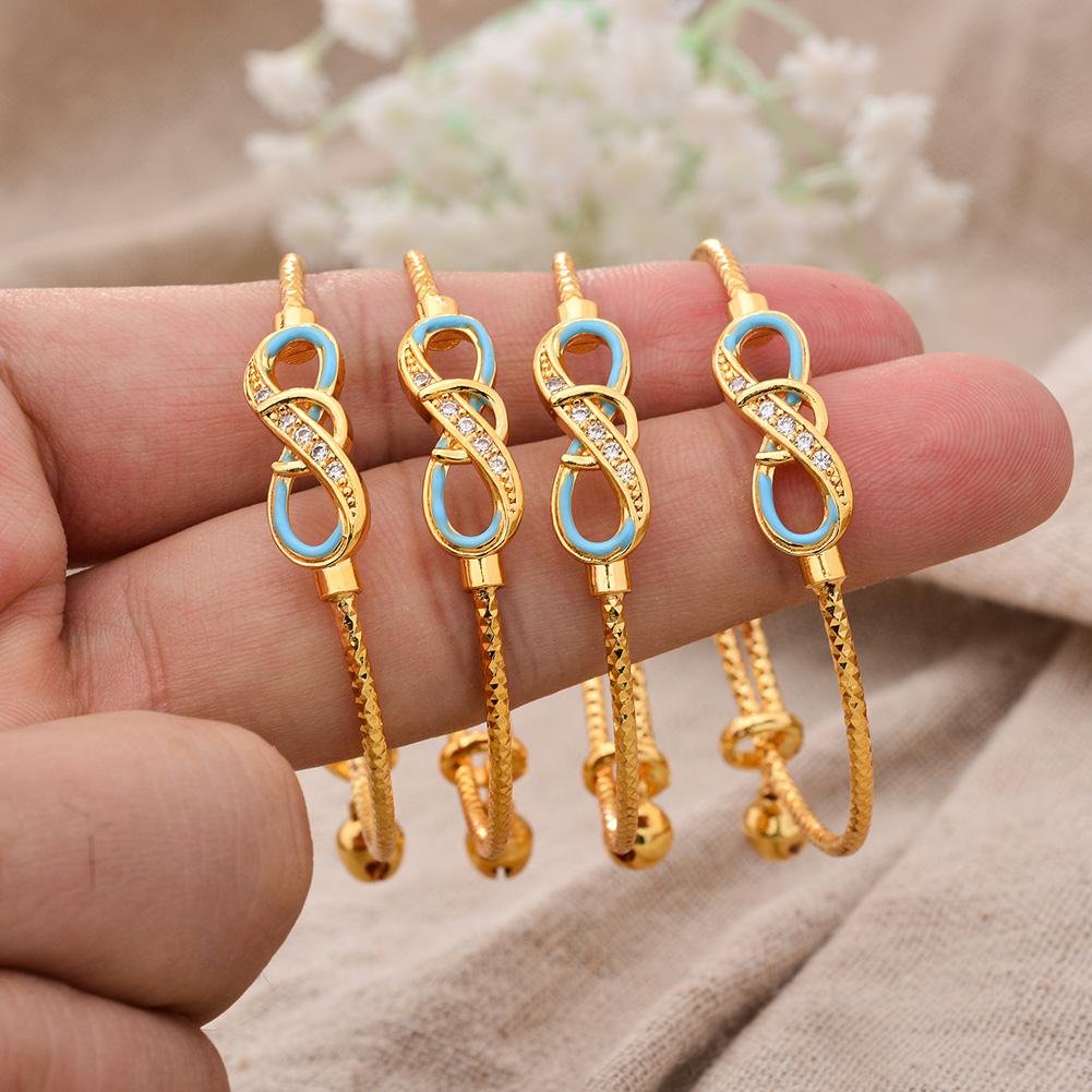 4pcs Baby Bangles Heart  Dubai Gold Color Bangles Kids Bracelet Luxury Bracelet Dubai Bangles Child Jewelry Birthday Present