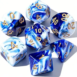 DND Polyhedral Dice Set for Dungeon and Dragons D&D RPG COC Role Playing Games Tabletop 7-Die Set with Dice Bag – Ages 14+
