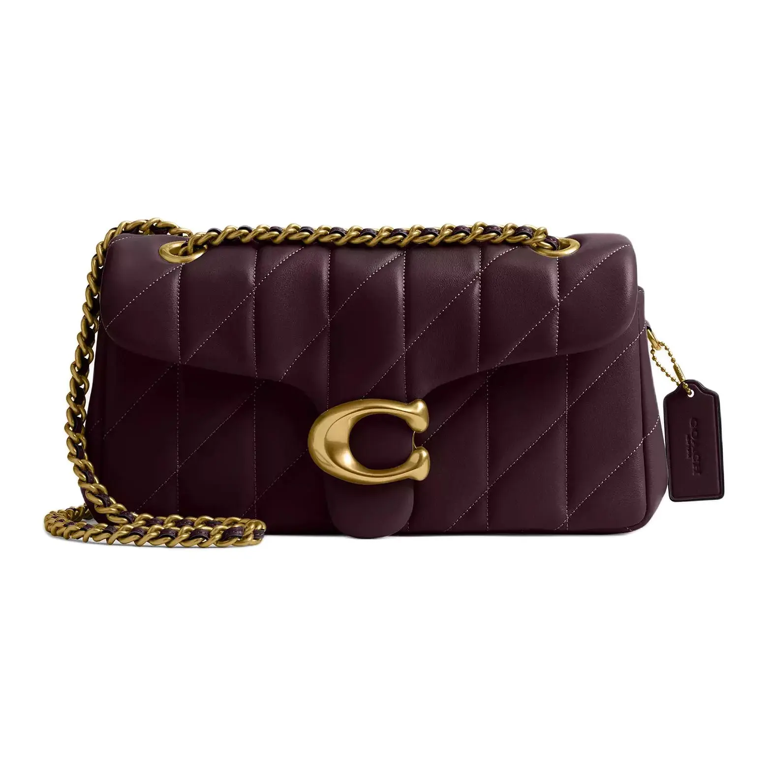 COACH Tabby 26 Signature Leather Shoulder Bag for Women, Medium Size, Blackcurrant