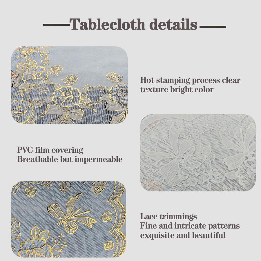 Floral Pattern Tablecloth, 1 Count Rectangular Table Mat, Waterproof & Oil-proof Tablecloth, Decorative Tablecloth for Home Kitchen Dining Room, Portable Tablecloth, Picnic Table Cover