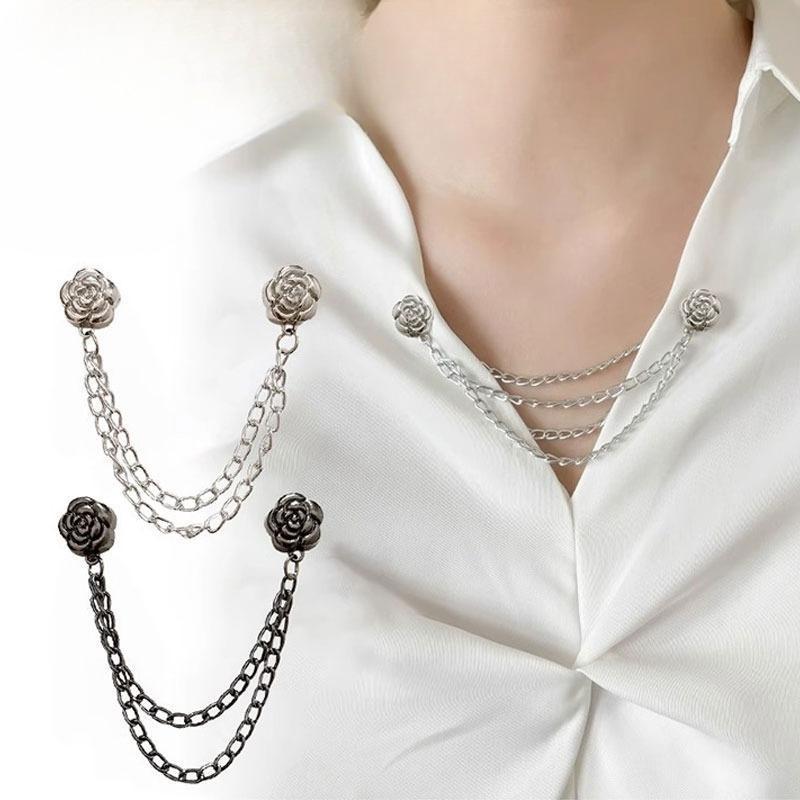 6Pcs Camellia T-Shirt Button Clips, Adjustable Clothing Hem Fixing & Cuff Adjusters, Elegant Decorative Metal Fasteners for Shirt Sleeve & Pants Hem Shortening