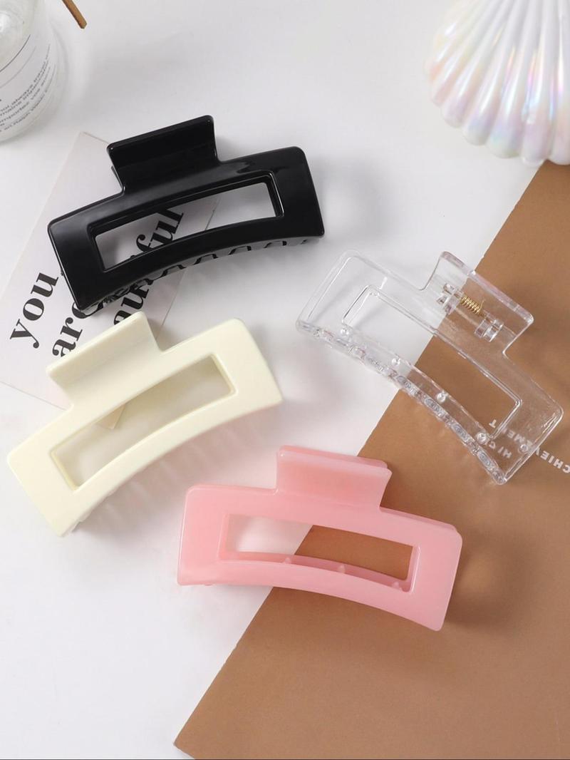 Fashionable Hollow Out Design Hair Claw Clips, Casual and Versatile Hair Accessories for Women & Girls, Minimalist Headwear Suitable for Thick Hair, Hair Clip Set, Flat Claw Clips