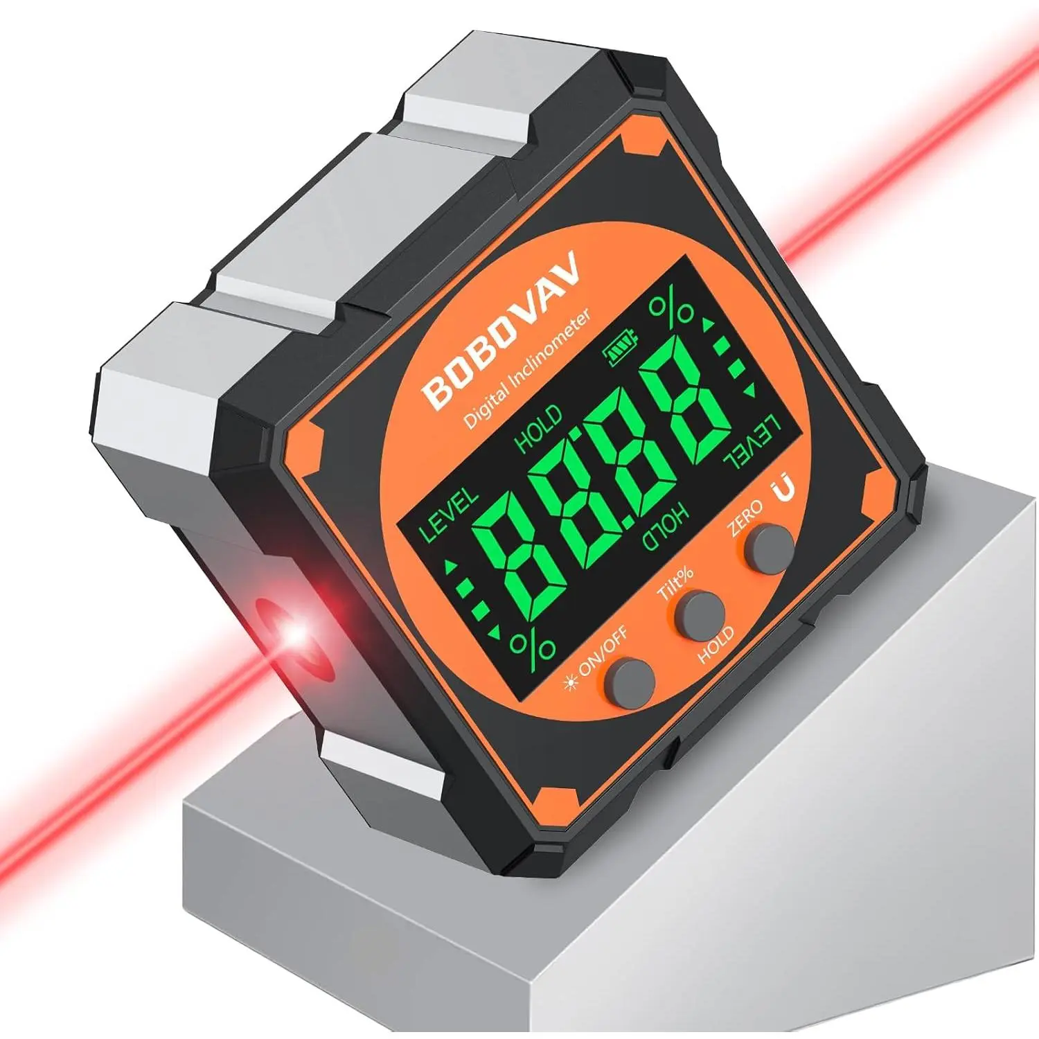 4 Side Magnetic Digital Angle Gauge with Laser Class 2 Rechargeable Electronic Inclinometer Protractor Level Gauge for Woodworking Tablesaw Precision Measurement Tool