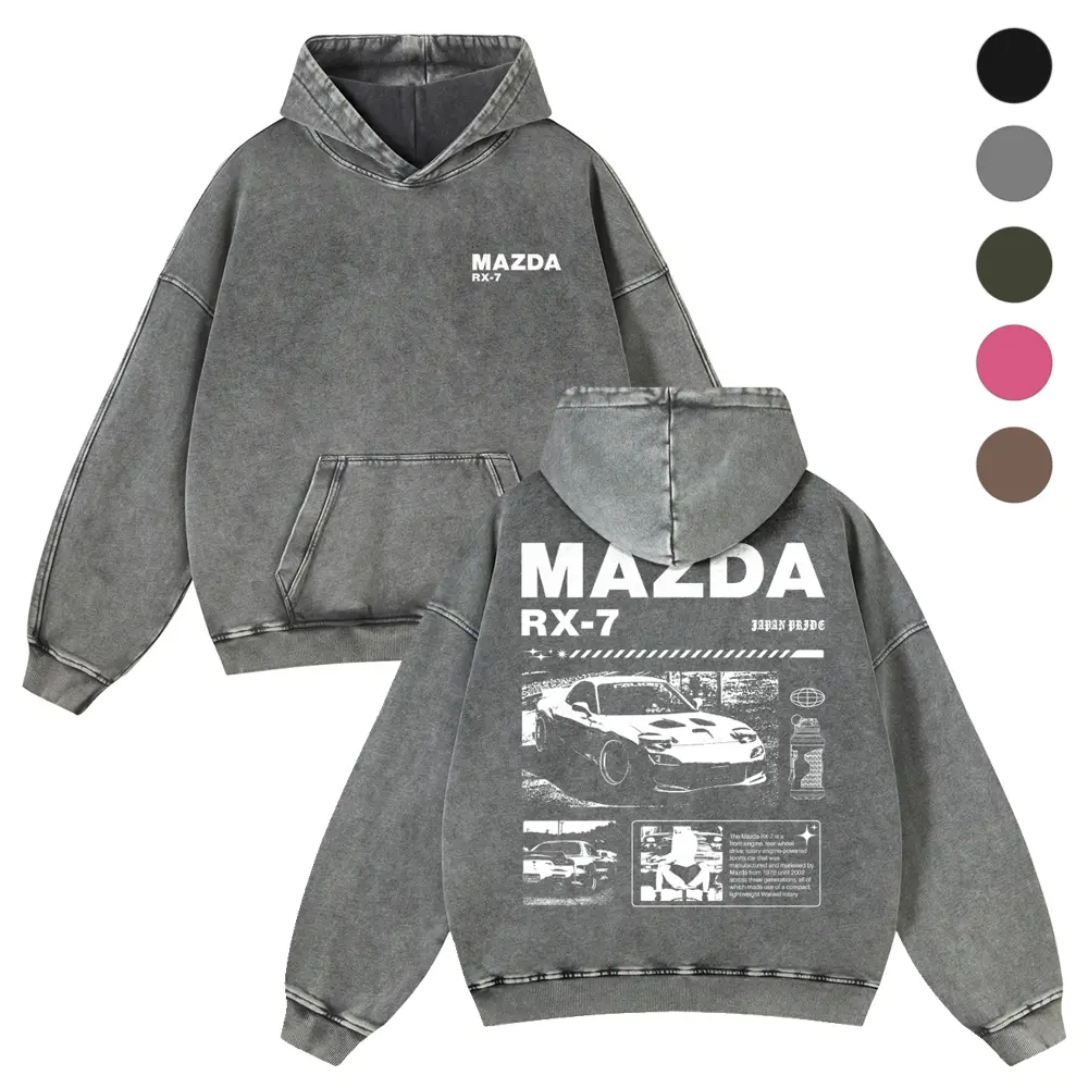 JDM Car Graphic Hoodie for Men, Retro 90s Vintage Washed Cotton-Blend, Super Soft Casual Unisex Fit for Spring and Autumn, Tops, Oversize, Thick, Cars Graphic Men's Hoodies, Classic Printed Men's Hoodies