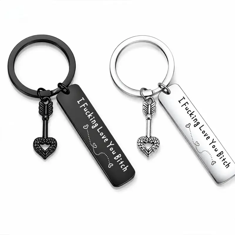 I Fucking Love You Bitch Keychain Couples Engraved Keychain Romantic Keychain Swear Word Keychain Funny Gift for Him Her Anniversary Keychain